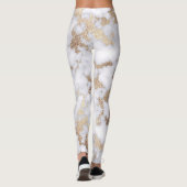 Modern Chic White Gold Foil marble Pattern Leggings (Achterkant)