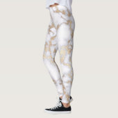 Modern Chic White Gold Foil marble Pattern Leggings (Links)