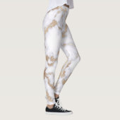 Modern Chic White Gold Foil marble Pattern Leggings (Rechts)