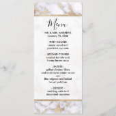 Modern Chic White Gold Foil marble Pattern Menu (Voorkant)