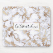 Modern Chic White Gold Foil marble Pattern Muismat (Voorkant)