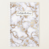 Modern Chic White Gold Foil marble Pattern Planner (Voorkant)