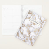 Modern Chic White Gold Foil marble Pattern Planner (Display)