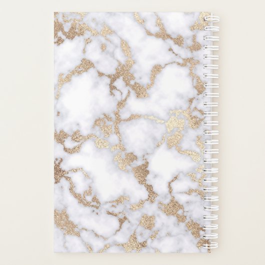 Modern Chic White Gold Foil marble Pattern Planner (Achterkant)