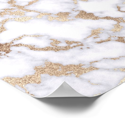 Modern Chic White Gold Foil marble Pattern Poster (Hoek)
