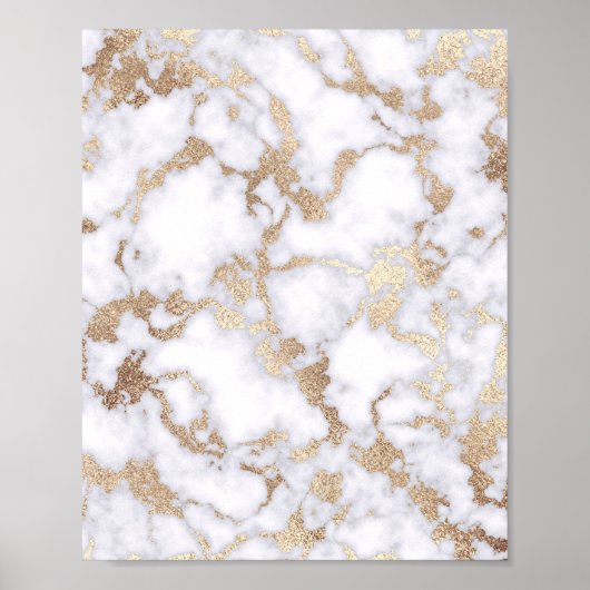 Modern Chic White Gold Foil marble Pattern Poster (Voorkant)