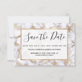 Modern Chic White Gold Foil marble Pattern Save The Date (Voorkant)