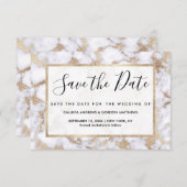 Modern Chic White Gold Foil marble Pattern Save The Date (Voorkant / Achterkant)