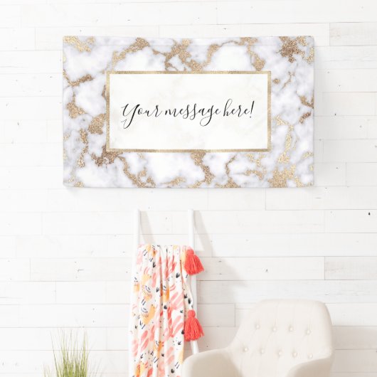Modern Chic White Gold Foil marble Pattern Spandoek (Insitu)