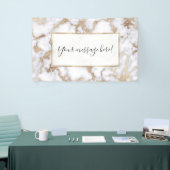 Modern Chic White Gold Foil marble Pattern Spandoek (Beurs)