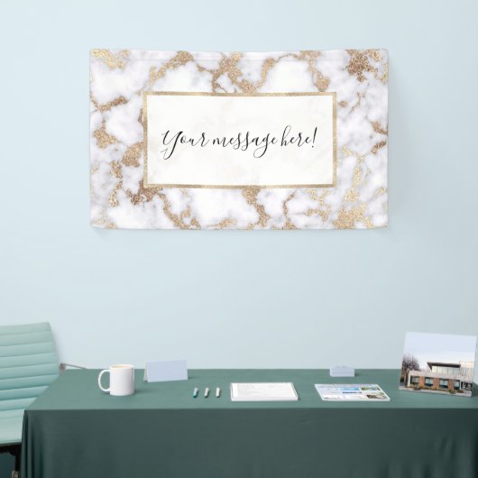 Modern Chic White Gold Foil marble Pattern Spandoek (Beurs)