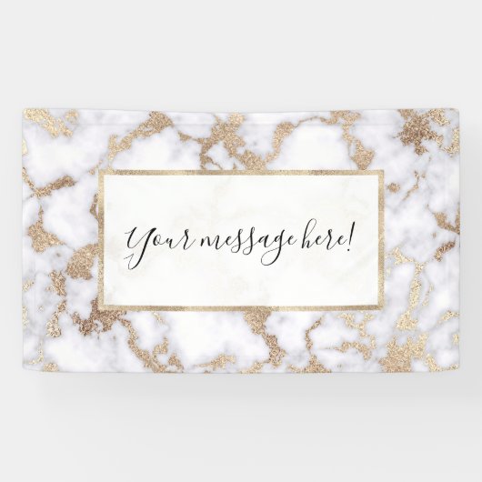 Modern Chic White Gold Foil marble Pattern Spandoek (Horizontaal)