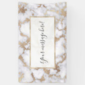 Modern Chic White Gold Foil marble Pattern Spandoek (Verticaal)