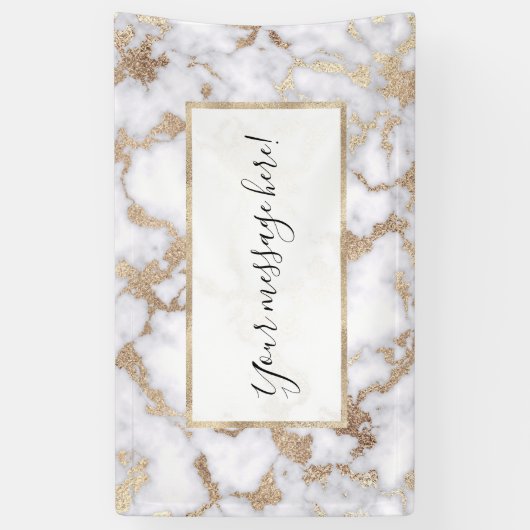 Modern Chic White Gold Foil marble Pattern Spandoek (Verticaal)