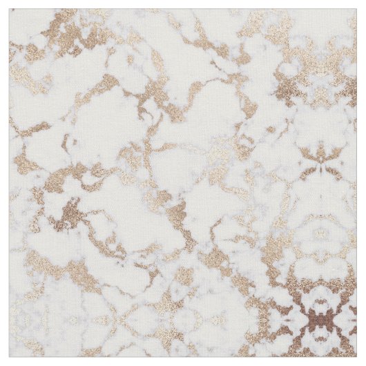 Modern Chic White Gold Foil marble Pattern Stof (Close Up)