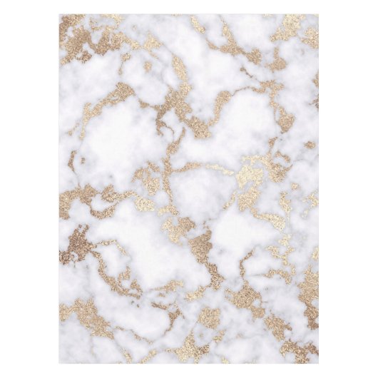 Modern Chic White Gold Foil marble Pattern Tafelkleed (Voorkant)