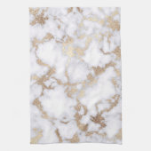 Modern Chic White Gold Foil marble Pattern Theedoek (Verticaal)
