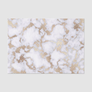 Modern Chic White Gold Foil marble Pattern Tissuepapier