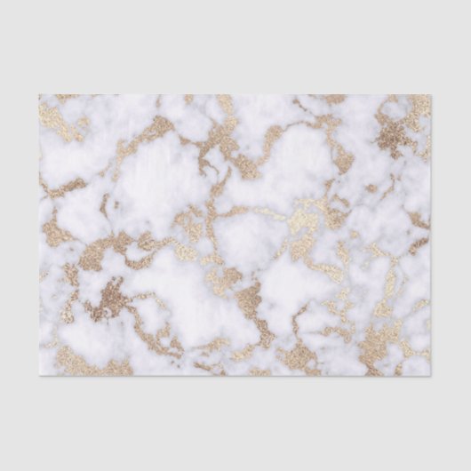 Modern Chic White Gold Foil marble Pattern Tissuepapier (Voorkant)