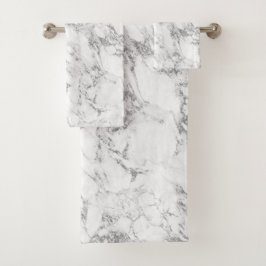 Modern Chic White Grey Silver Grey Glitter Marble Bad Handdoek