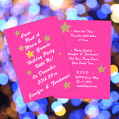 Modern Chic White Pinik Gold Stars Groovy Vakantie Kaart