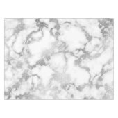 Modern Chic White Silver Foil Marble Pattern Tafelkleed (Voorkant (Horizontaal))
