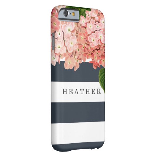MODERN Chic Wide Stripes  Hydrangea Floral Case-Mate iPhone Case (Achterkant/Rechts)