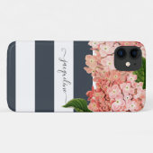 MODERN Chic Wide Stripes Hydrangea Floral Case-Mate iPhone Case (Achterkant (horizontaal))