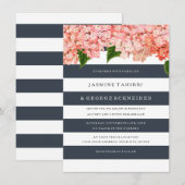 MODERN Chic Wide Stripes Hydrangea Floral Kaart (Voorkant / Achterkant)