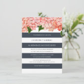 MODERN Chic Wide Stripes Hydrangea Floral Kaart (Staand voorkant)