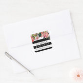 MODERN Chic Wide Stripes met Rozen Floral Vierkante Sticker (Envelop)