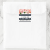 MODERN Chic Wide Stripes w  Hydrangea Vierkante Sticker (Tas)