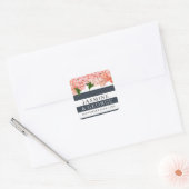 MODERN Chic Wide Stripes w  Hydrangea Vierkante Sticker (Envelop)