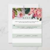 MODERN Chic Wide Stripes w Rozen, Mint Green RSVP Kaartje (Voorkant)
