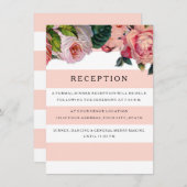 MODERN Chic Wide Stripes w Rozen, Ontvang nodigt u Kaart (Voorkant / Achterkant)