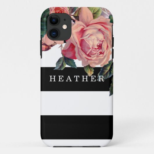 MODERN Chic Wide Stripes w Rozen, sparen de Datum Case-Mate iPhone Case (Achterkant)