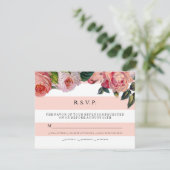 MODERN Chic Wide Stripes w Rozen, Wedding RSVP (Staand voorkant)