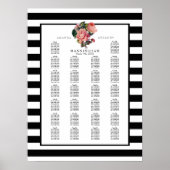 MODERN Chic Wide Stripes w Rozen Wedding Seding Poster (Voorkant)