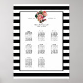 MODERN Chic Wide Stripes w Rozen Wedding Seding Poster (Voorkant)