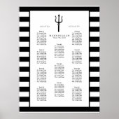 MODERN Chic Wide Stripes w Trident Wedding Seding Poster (Voorkant)