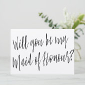 Modern Chic "Wil je mijn bruidsmeisje zijn?" Kaart (Staand voorkant)