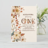 Modern chic wildflower script 1e verjaardag kaart (Staand voorkant)