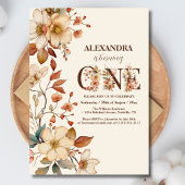 Modern chic wildflower script 1e verjaardag kaart