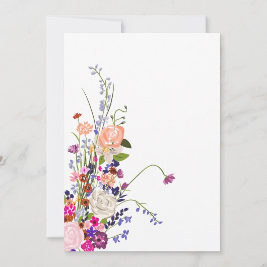 Modern chic wildflower script 1e verjaardag kaart (Achterkant)