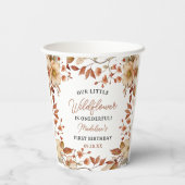 Modern Chic Wildflower Script 1e verjaardag meisje Papieren Bekers (Achterkant)