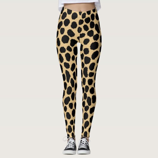 Modern Chic Wildlife Cheetah Animal Print Patroon Leggings (Voorkant)
