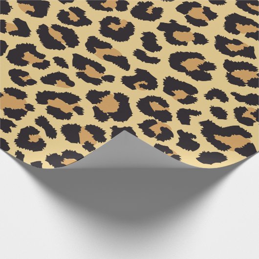 Modern Chic Wildlife Leopard Animal Print Patroon Cadeaupapier (Hoek)