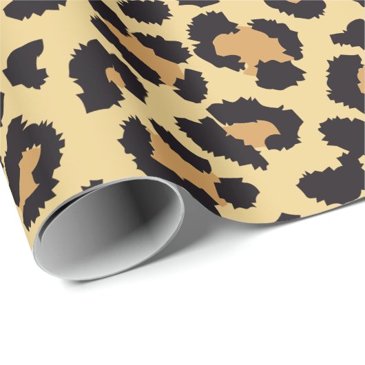 Modern Chic Wildlife Leopard Animal Print Patroon Cadeaupapier (Rol Hoek)