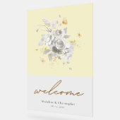 Modern Chic Yellow Floral Wedding Welkomstbord Acryl Bord (Hoek)