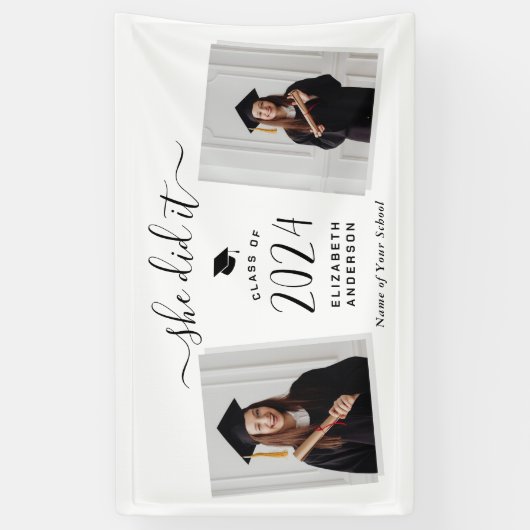 Modern Chic Ze deed het Afstuderen 2 foto Afstuder Spandoek (Verticaal)